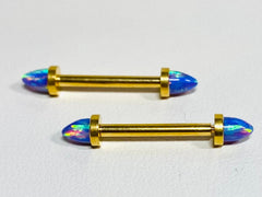 Internally Threaded Blue Opal Nipple Barbell Jewelry for Woman. Nipple Piercings. Nipple Rings. Nipple Jewelry