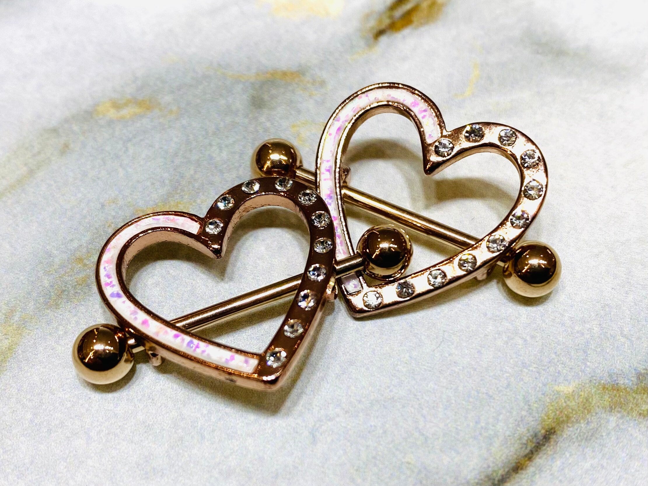 14G Rose Gold Illuminating Heart Nipple Shield. Nipple Piercings. Nipple Rings. Nipple Shields. Nipple Jewelry