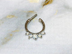 16G Clear White Opal Septum Clicker Ring. Septum Piercing. Septum Jewelry. Septum Piercing.