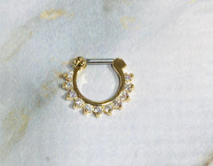 16G Gold Single Line Pronged Septum Clicker. Septum Ring. Septum Piercing. Septum Jewelry.