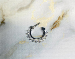 16G Silver Single Line Pronged Septum Clicker. Septum Ring. Septum Piercing. Septum Jewelry.