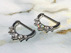 Set of 14G Silver Sparkling Multi Size Gem Nipple Clickers. Nipple Piercings. Nipple Rings. Nipple Jewelry