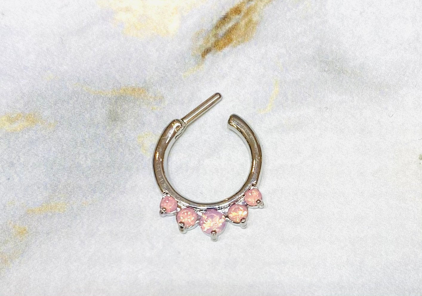 16G Pink Opal Septum Clicker Ring. Septum Piercing. Septum Jewelry. Septum Piercing.