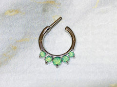 16G Green Opal Septum Clicker Ring. Septum Piercing. Septum Jewelry. Septum Piercing.