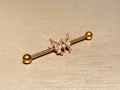 14G Rose Gold Sparkling Marquise Crystal Center Butterfly Industrial Barbell. Industrial Piercing. Ear Piercing. Body Jewelry.