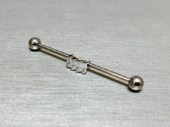 14G Baguette Square Stones Industrial Barbell Piercing. 38mm Length. Industrial Barbell. Ear Piercing. Body Jewelry. Industrial Piercing.