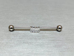 14G Baguette Square Stones Industrial Barbell Piercing. 38mm Length. Industrial Barbell. Ear Piercing. Body Jewelry. Industrial Piercing.