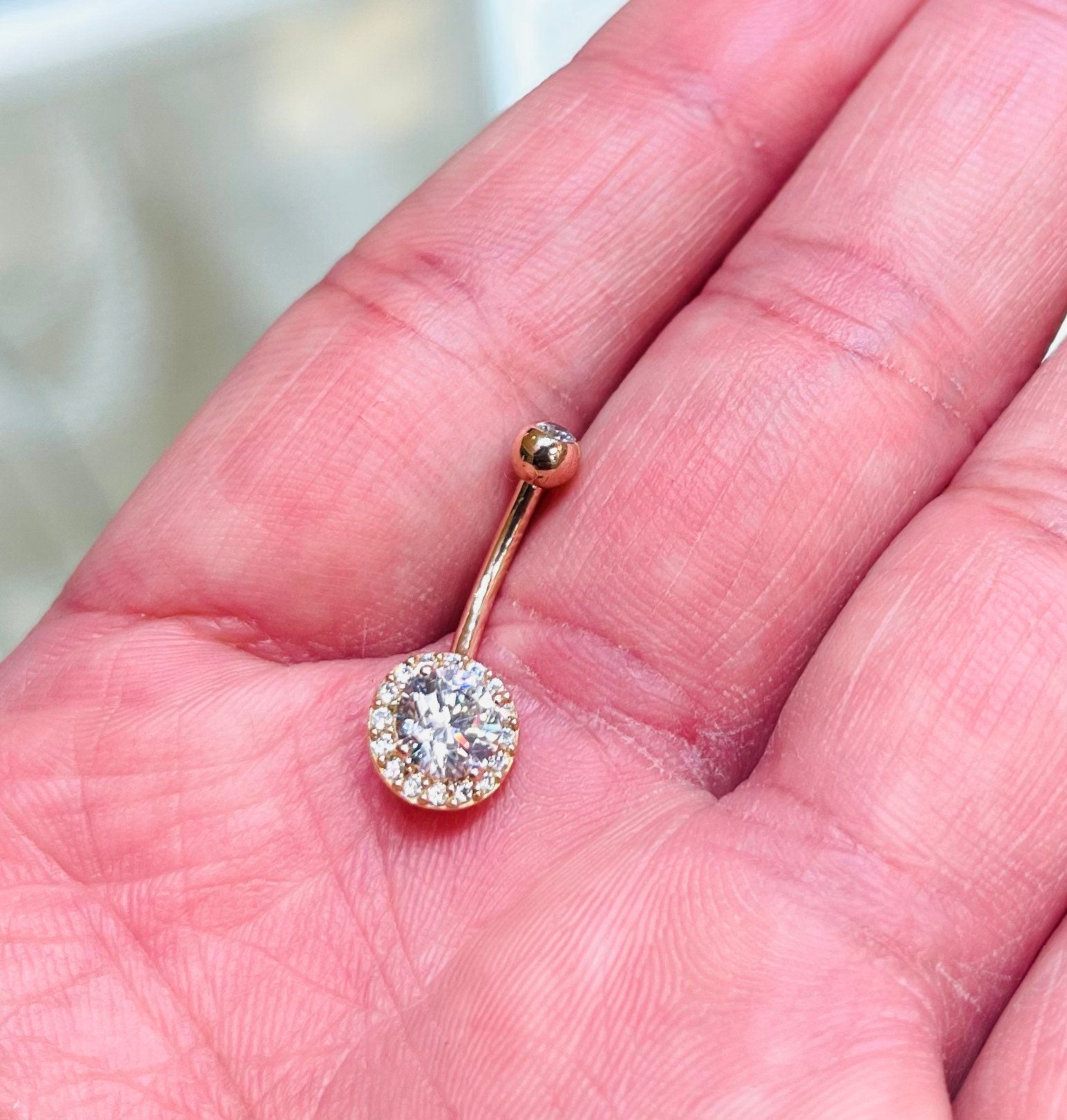 14K Solid Rose Gold Belly Button Ring