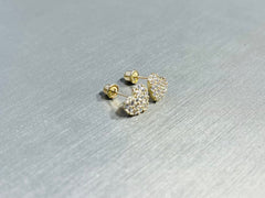 14K Solid Gold Dainty Cute Heart Shape with Sparkling CZs Screw Back Earrings. 8mm Heart. Cartilage Earrings. 14K Gold Earrings Jewelry.