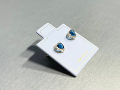 14K Gold Dainty Cute Heart Shape with Sapphire Stone Screw Back Earrings. 5mm Heart. Cartilage Earrings. 14K Gold Earrings.