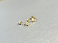 14K Gold Dainty Cute Heart in a Heart with Clear Stones Screw Back Earrings. 7mm Heart. 14K Gold Earrings. Cartilage Earrings.Body Jewelry.