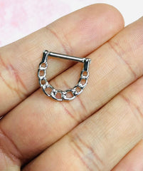 14G Nipple Ring Silver Linked Chain Style Nipple Clickers. Nipple Rings. Nipple Piercing. Nipple Barbells. Nipple Jewelry. Body Jewelry.