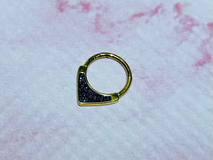 16G Gold Druzy Inlay Teardrop Style 8mm Septum Clicker. Septum Ring. Septum Jewelry. Nose Ring. Septum Piercing. Body Jewelry.