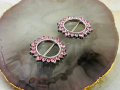 Pair of 14G Silver & Pink Stones Sunburst Nipple Clicker. Nipple Rings. Nipple Clicker. Nipple Piercing. Nipple Jewelry