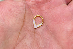 16G White Opal Glitter Front Facing Bendable Hoop for Septum, Daith, Cartilage. Nose Ring. Septum Ring. Cartilage Piercing.