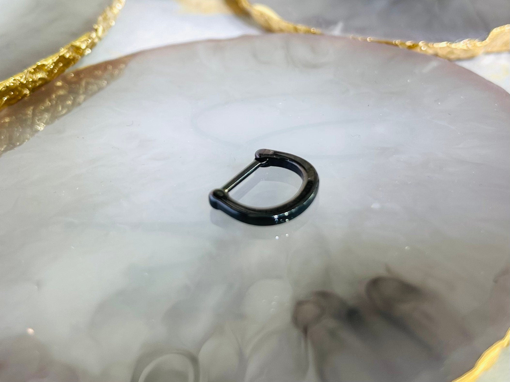 16G Plain Black Septum Clicker Ring