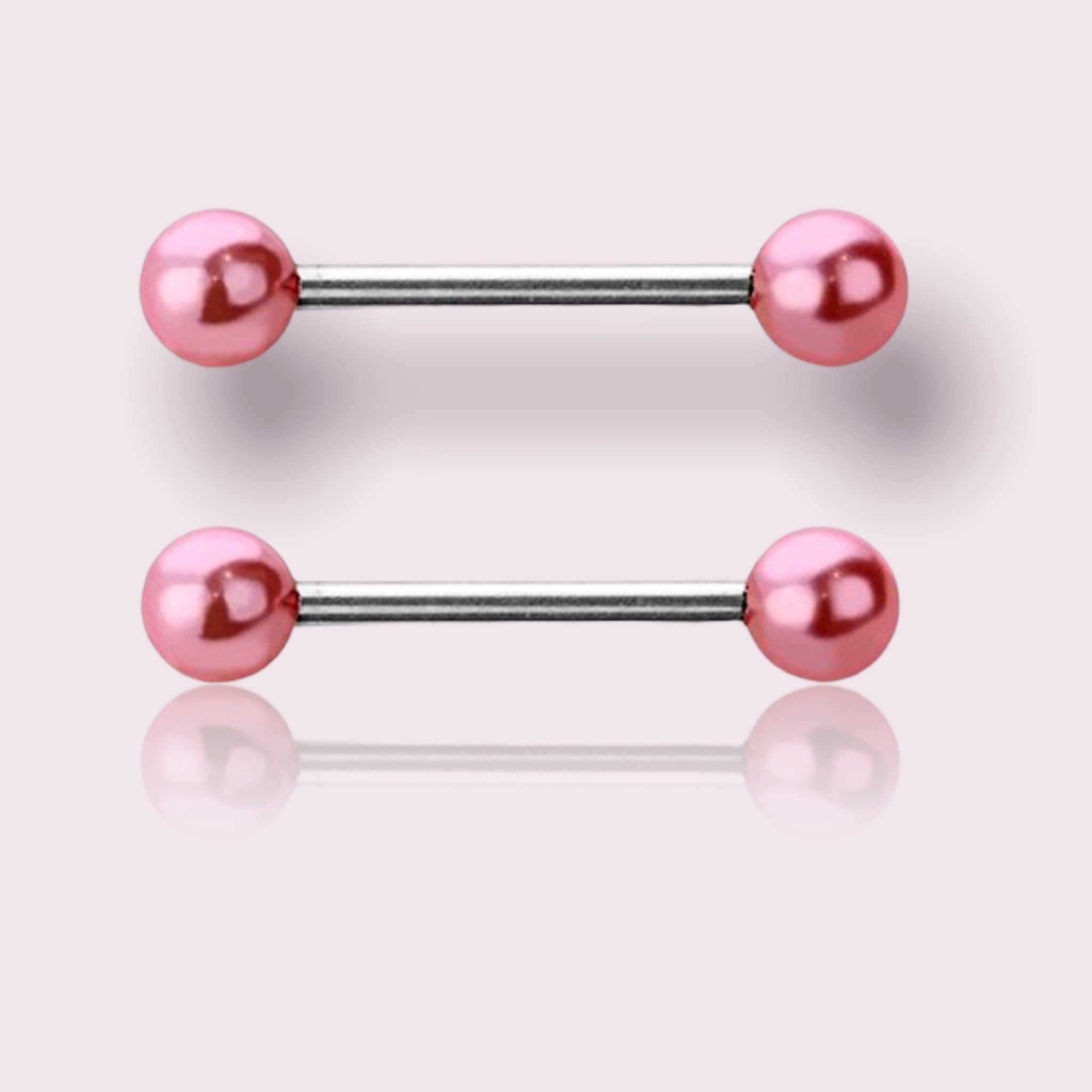 Nipple Ring Surgical Steel Hot Pink Pearls Nipple Barbell. Nipple Piercing. Nipple Rings. Nipple Jewelry.