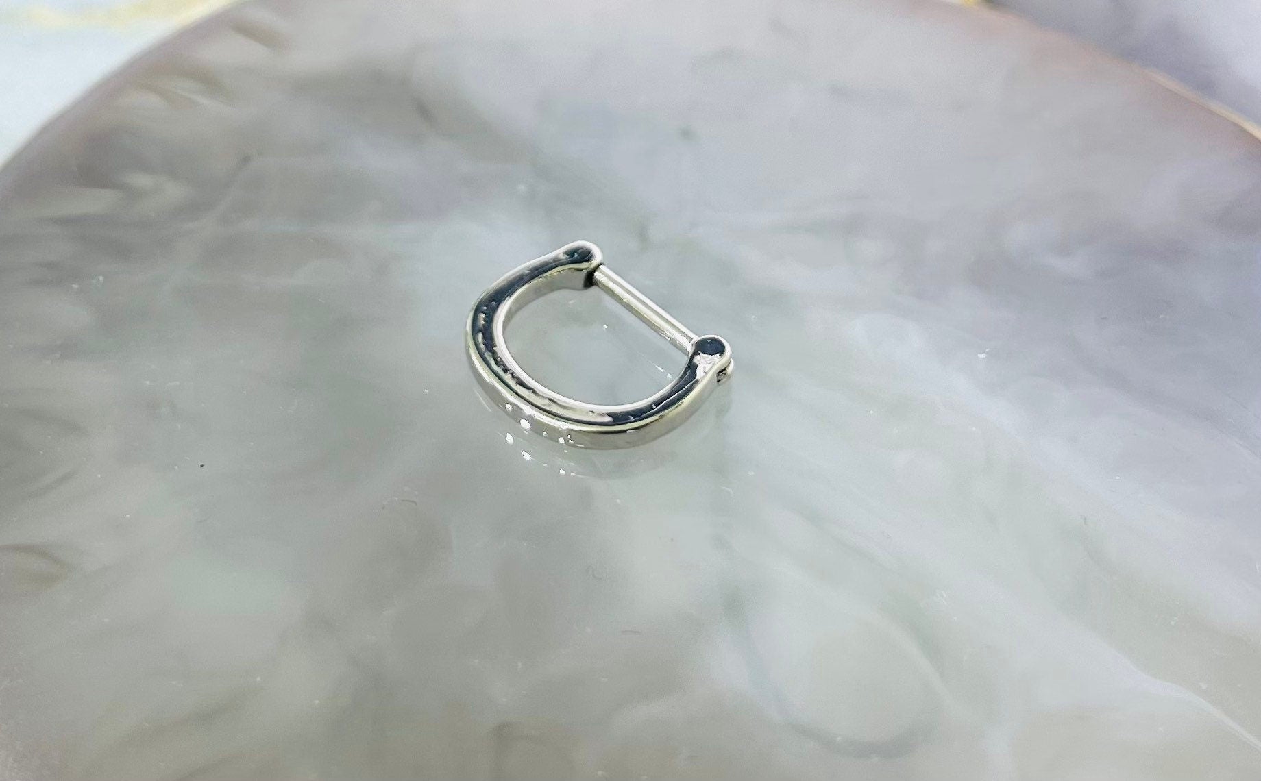 16G Plain Silver Septum Clicker Ring. Septum Piercing. Septum Jewelry. Nose Ring.