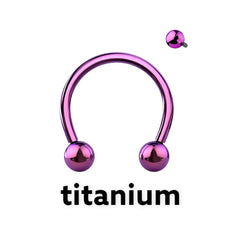 16G Implant Grade Titanium Internally Threaded Purple 8MM Horseshoe Circular Barbell.