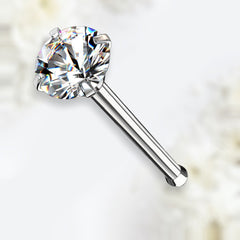 20G Prong Setting Clear Round Gem Top Silver Nose Stud with Ball. Nose Stud. Nose Piercing.