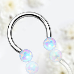 16G Internally Threaded White Opal Ends 8MM 10MM Horseshoe Septum Ring.