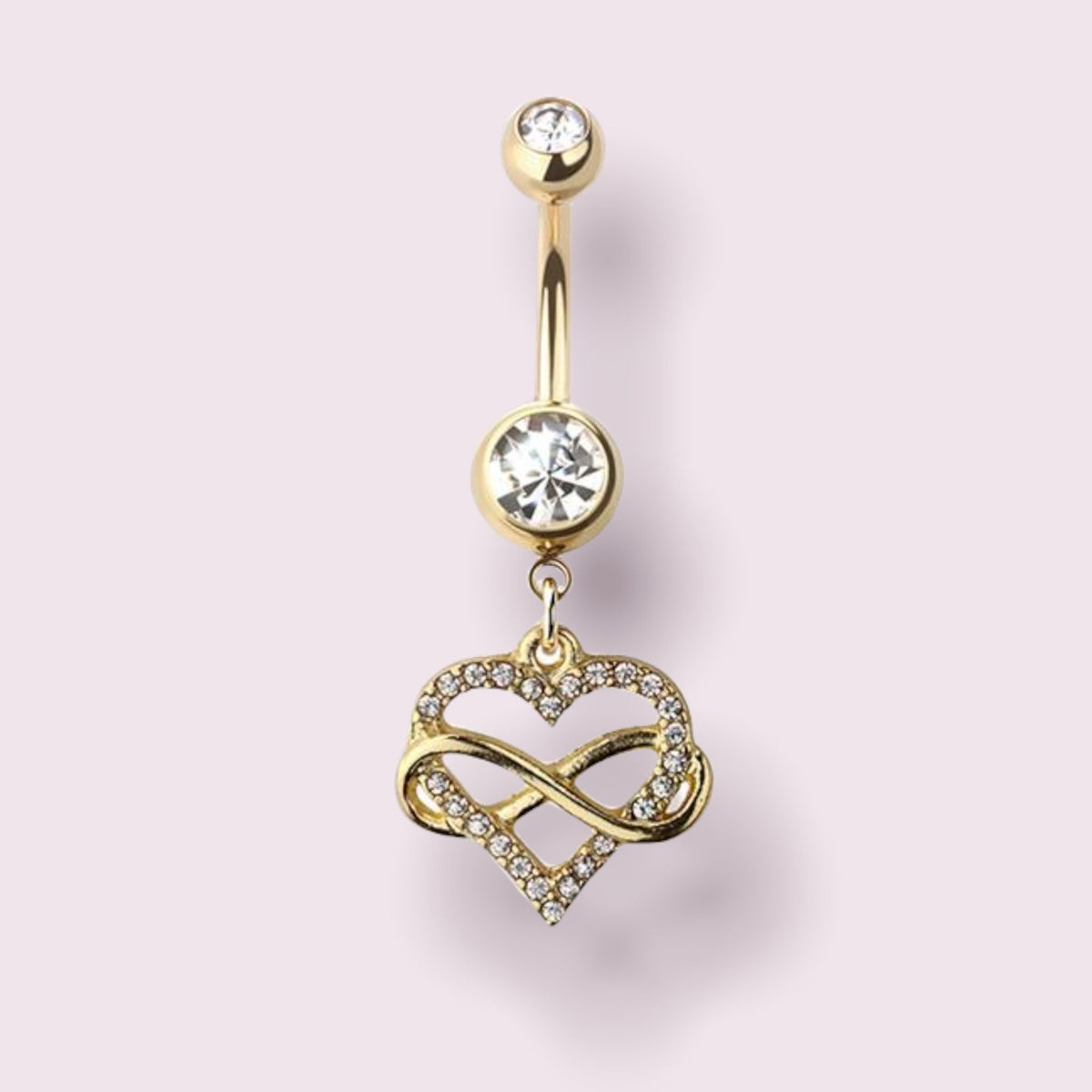 Gold Heart and Infinity Dangling Belly Button Ring