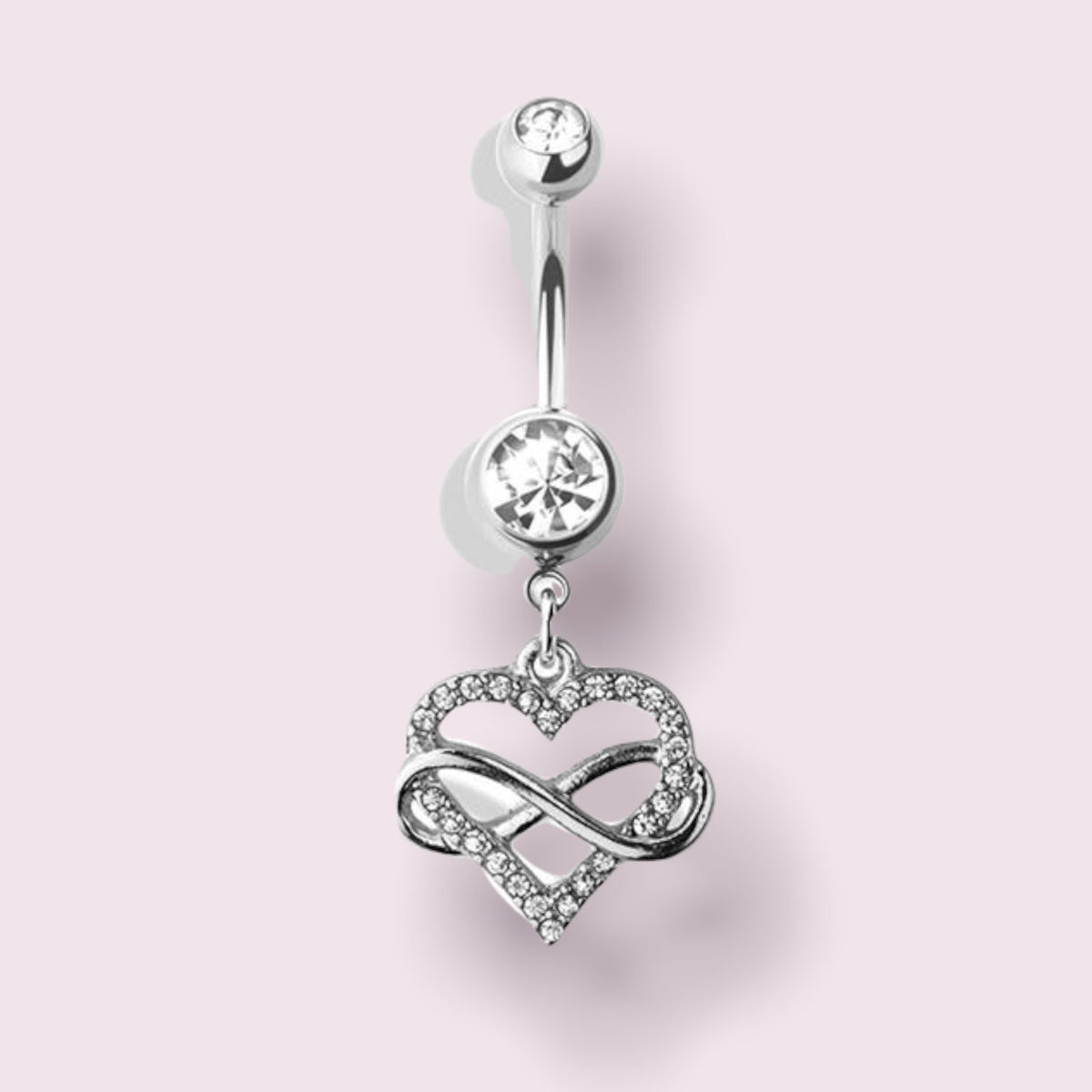 Silver Heart and Infinity Dangling Belly Button Ring