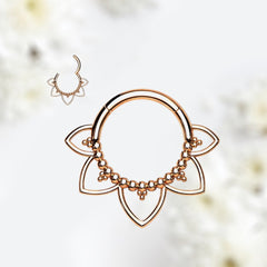 16G Rose Gold Plain Lotus Hinged Seamless Septum Clicker Hoop.