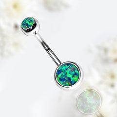 14G Green Opal Belly Button Ring, Navel Ring, Belly Ring, Body Jewelry