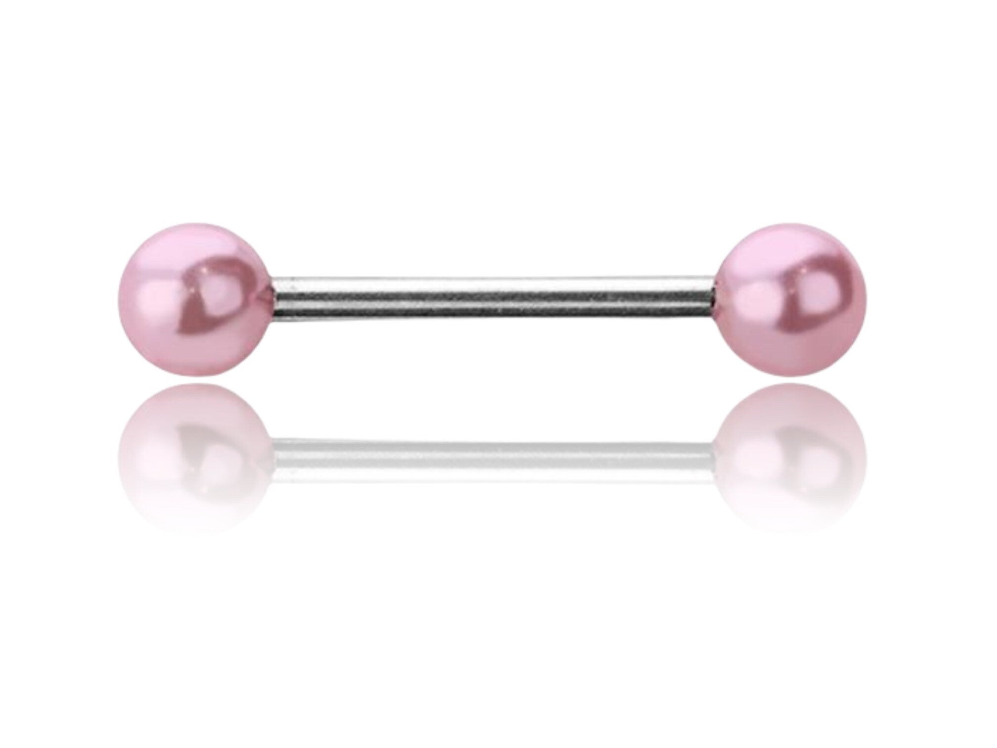 Pair of 14G Pink Pearls Nipple Barbells. Nipple Piercing. Nipple Jewelry. Nipple Rings