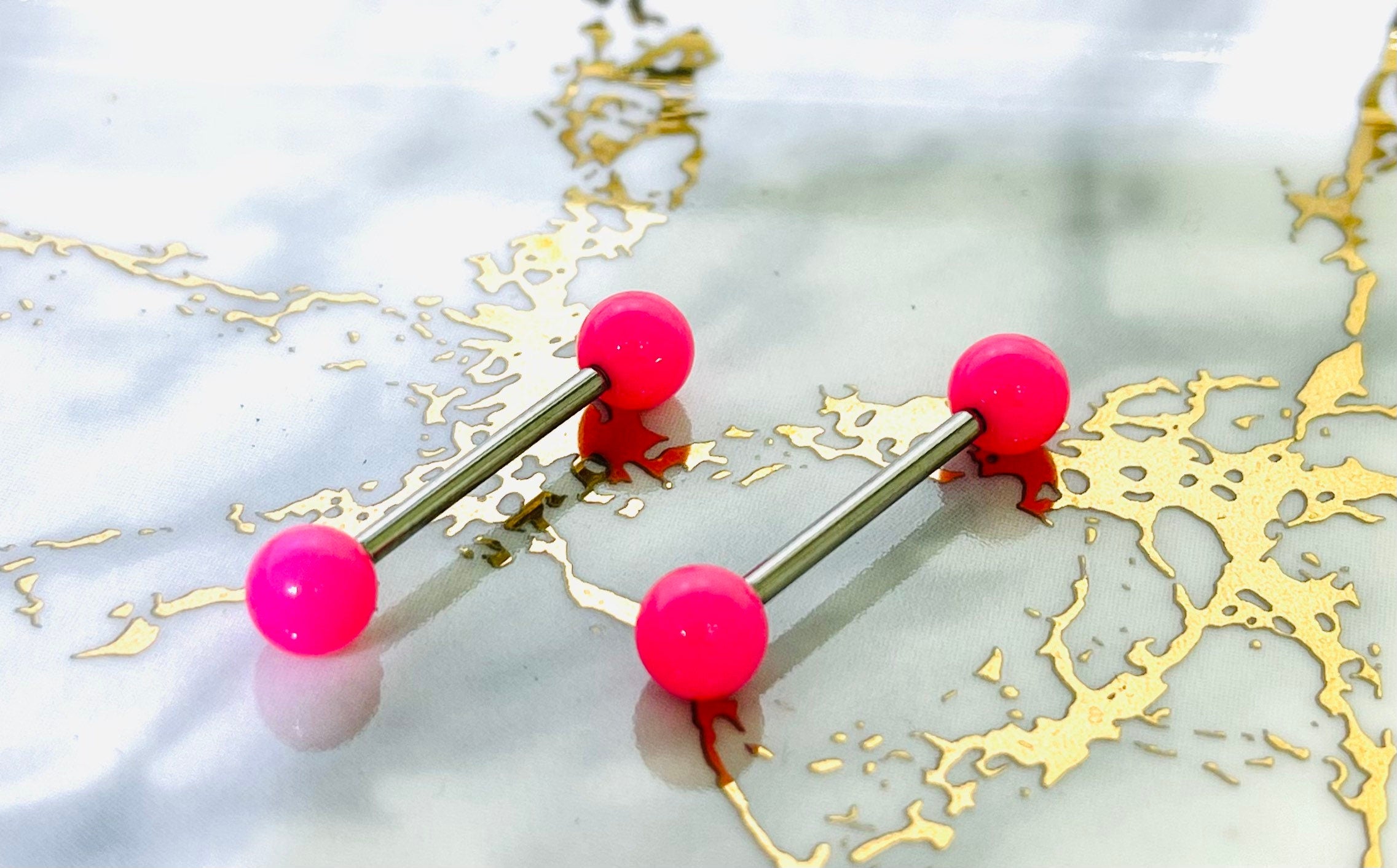 14G Basic Petite Solid Pink Nipple Barbell. Nipple Rings. Nipple Piercing. Nipple Jewelry. Petite Nipple Ring