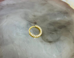 18G Dainty Bendable Gold Hoop with Stones for Septum, Cartilage, Targus, Helix Piercing & More