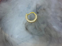 18G Dainty Bendable Gold Hoop with Stones for Septum, Cartilage, Targus, Helix Piercing & More