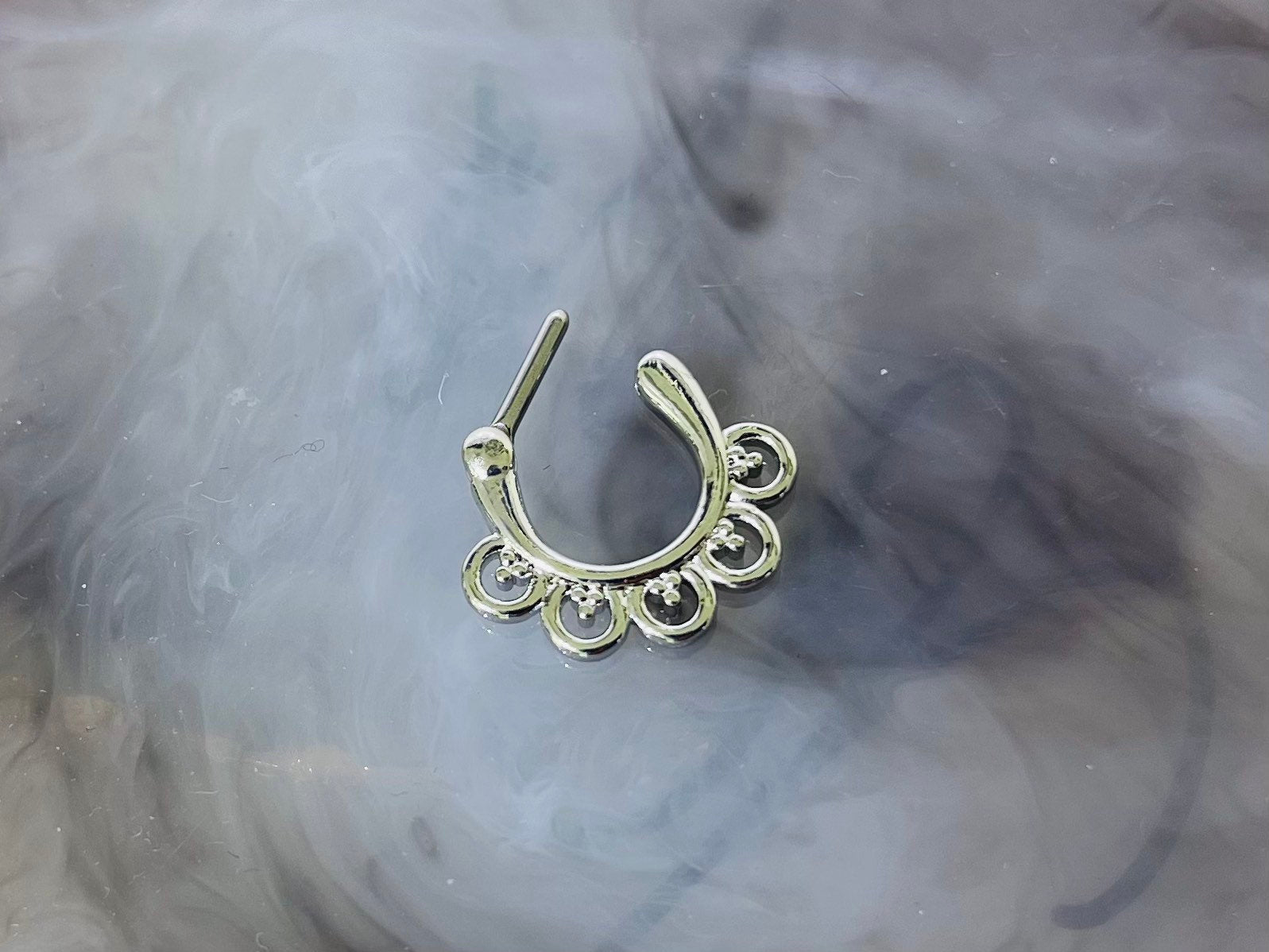 16G Silver Basic Septum Clicker Ring