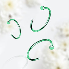 20G Implant Grade Titanium Green Flat Top Nose Hoop. Nose Piercing. Nose Jewelry.