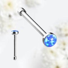 20g Blue Opal Top Nose Bone Stud. Opal Nose Stud. Nose Pin.