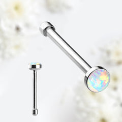 20g White Opal Top Nose Bone Stud. Opal Nose Stud. Nose Pin.