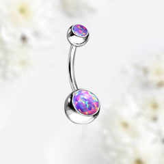 14G Purple Opal Surgical Steel Belly Button Ring