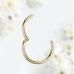 Implant Grade Titanium Gold Hinged 18G 16G 14G Plain Clicker Hoop for Septum, Cartilage, Tragus & More