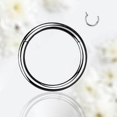 Implant Grade Titanium Black Hinged Plain Clicker Hoop for Septum, Cartilage, Tragus Piercings & More