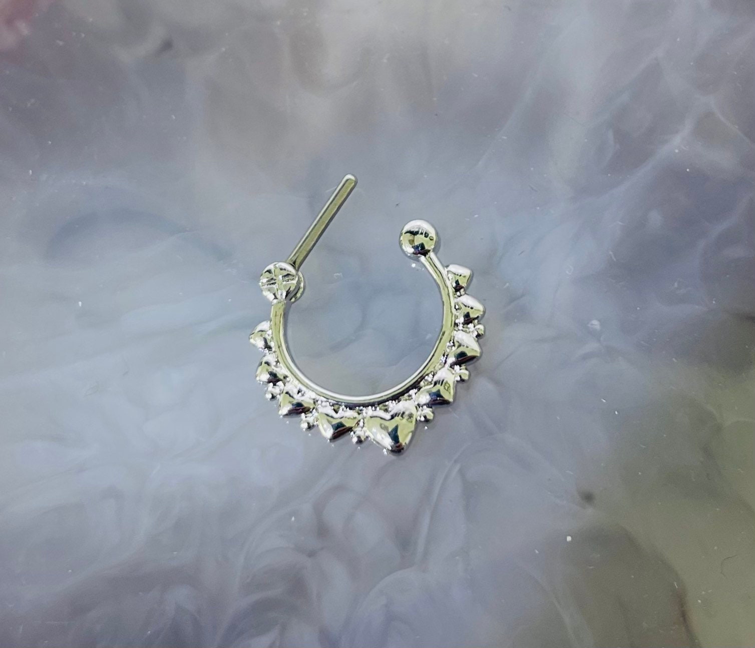 16G Silver Plain Multi Hearts Septum Clicker Ring. Septum Piercing. Septum Ring. Nose Ring. Nose Piercing.