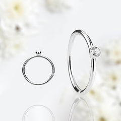 20G Single Clear Stone Top Bendable Nose Hoop. Cartilage Hoop. Nose Ring. Nose Piercing. Cartilage Piercing.