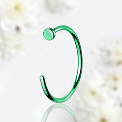 20G Implant Grade Titanium Green Flat Top Nose Hoop. Nose Piercing. Nose Jewelry.