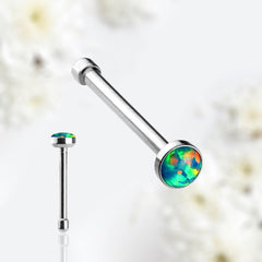 20g Green Opal Top Nose Bone Stud. Opal Nose Stud. Nose Pin.