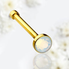 20g Gold Opalite Stone Top Nose Bone Stud. Opal Nose Stud. Nose Pin.