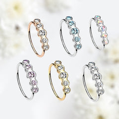 20G Bendable 5 Stones Nose Hoop Ring. Nose Ring. Nose Piercing. Cartilage Piercing. Cartilage Ring. Cartilage Earrings.