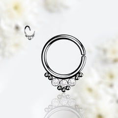 18G Black Sparkling Clear Stones Bendable Hoop Ring for Septum, Cartilage, Daith & More