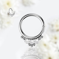 18G Silver Sparkling Clear Stones Bendable Hoop Ring for Septum, Cartilage, Daith & More. Septum Piercing. Cartilage Earrings.