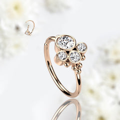 20G Rose Gold Round Clear Stones Bendable Hoop for Nose, Cartilage, Tragus & More. Nose Ring. Cartilage Earring.