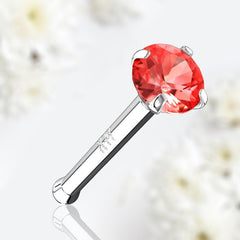 14Karat White Gold Prong Set Red Stone Nose Stud. Nose Piercing. Nose Ring.